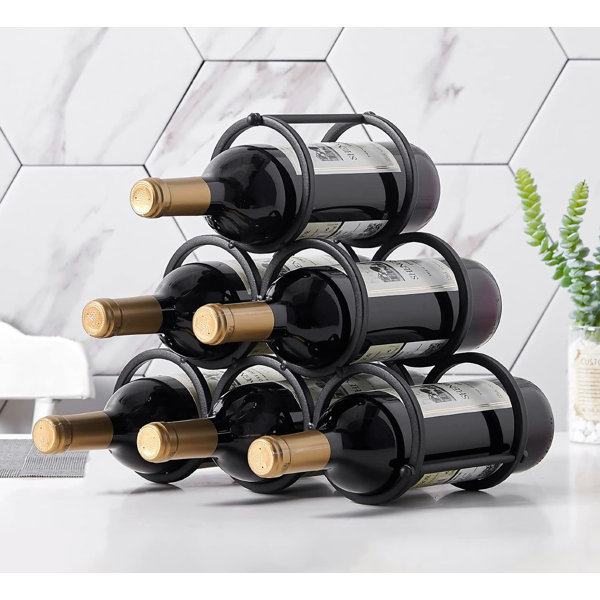 17 Stories Ferebee 6 Bottle Tabletop Wine Bottle Rack Black Wayfair